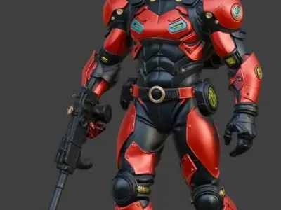 MG-Armored Gunner Male 01 Mid-Poly Model 3D print model