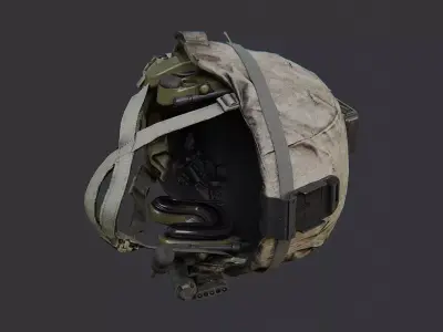 USMC Helmet LMG With Tactical Headset Low-poly 3D model