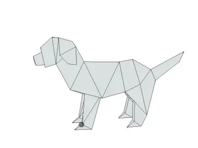 Origami Dog Low-poly 3D model
