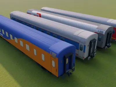 61-4462 Wagons with four liveries Low-poly 3D model