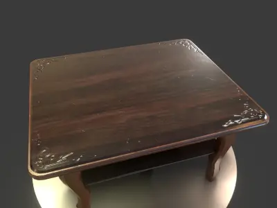 Vintage Wooden Coffee Table Low-poly 3D model