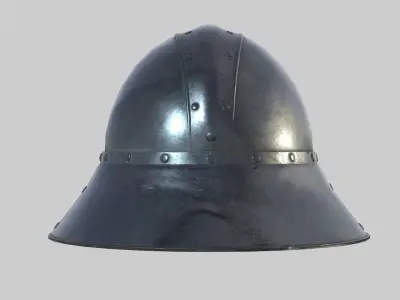 Medieval Kettle Helmet 02 Low-poly 3D model
