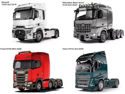 Modern truck set 1 3D Model Pack