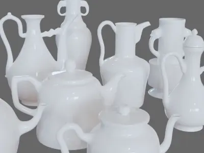 Chinese Classic Sytle Pocelain Pot Collection - 9 models 3D model