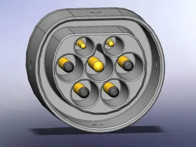 Type2 MENNEKES vehicle inlet up to 480V 3phase 63A or 1phase 70A 3D print model