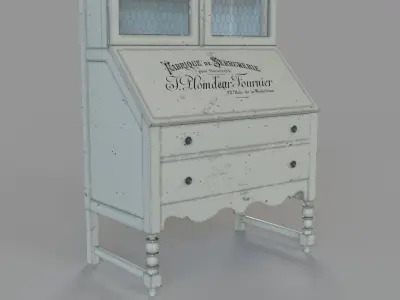 Vintage White Armoire 3D model