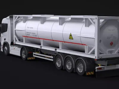 Euro Truck and ISO Tanker Trailer 3D model