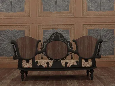 Antique Sofa Low-poly 3D model