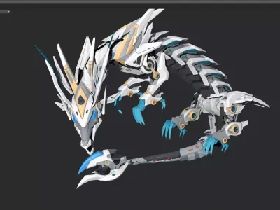 Robot dragon Low-poly 3D model