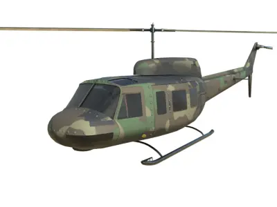 Military Helicopter Bell UH-1 Iroquois - Low-poly 3D model