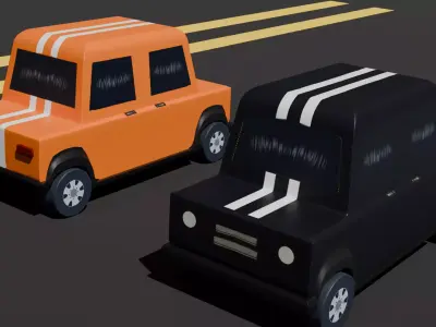 Stylized Cars pack Low-poly 3D model