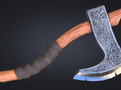 Viking Axe Warrior Melee Weapon for Games Unity Unreal Engine Low-poly 3D model