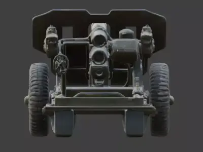 WWII Field Howitzer 3D  Low-poly 3D model