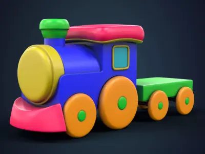 Cartoon Toy Train Low-poly 3D model purchase