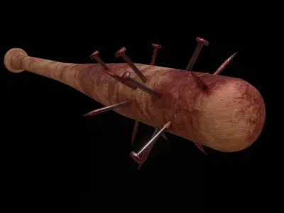 baseball bat nailed  Low-poly 3D model