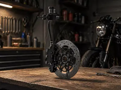 Motorcycle Brake Disc Assembly Model 3D model