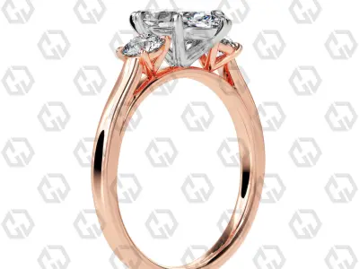 Ring 115 Marquise Shape Cathedral shank 3 stone ring with round 3D print model
