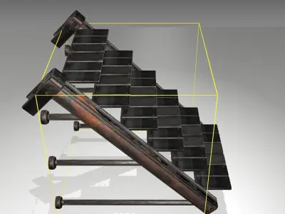 Futuristic Stairs - 13 - Rusty Textures Low-poly 3D model