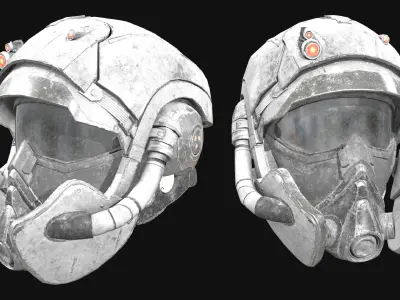 2x  scifi Helmet - low poly Low-poly 3D model