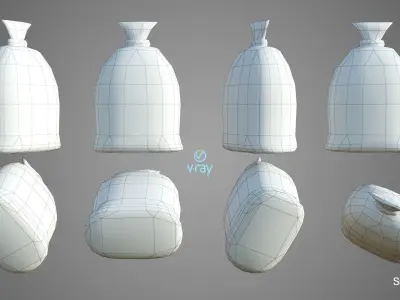 Sack Low Poly group of bags Low-poly 3D model