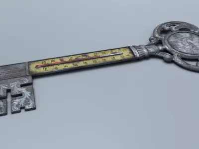 Antique Room Thermometer Iron Rust 3D model