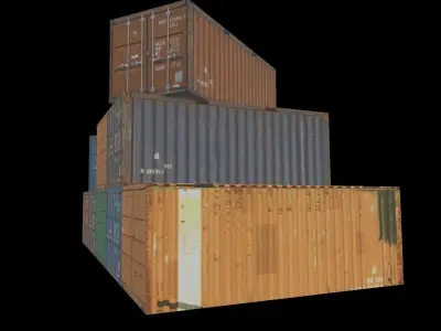 containers stacked shipping Low-poly 3D model