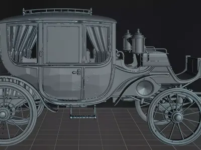 Landau Carriage 3D Model Classic Horse Drawn Carriage STL 3D print model