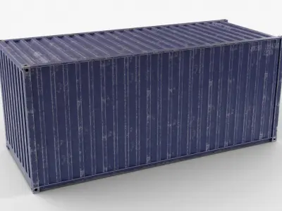 20Ft Cargo Container - Blue - Dirty 3D model