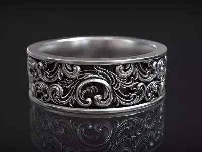 Vintage Floral Ornate Royal Heraldic Baroque Pattern Band 3D print model