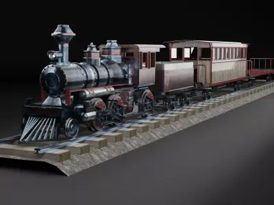 Old Train - Low poly Low-poly 3D model
