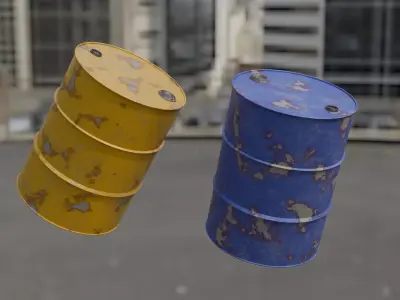 Old Metal Barrels Real world scale 3D model