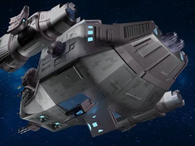 Sci-fi Spaceship T1 Low-poly 3D model