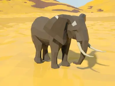 Elephant 3d model animated Low-poly 3D model