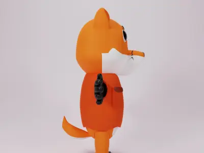 Cute fox character human from 3d model Low-poly 3D model