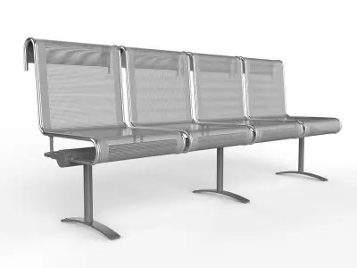 Waiting Room Chair 4 Seats 3D model