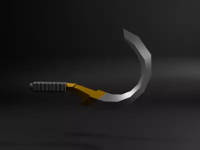 Low-poly game ready Curved Weapon blade  Low-poly 3D model