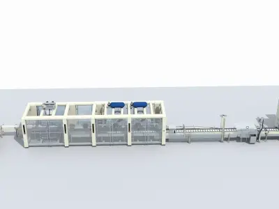 Automated Packaging Production Line For Fresh Milk 3D model