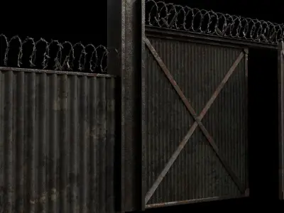 Modular Military Gate Low-poly 3D model