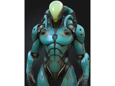 Alien Android Robot Low-poly 3D model