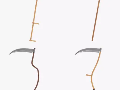  4 Scythes Collection - Realistic Tools 3D Model Pack