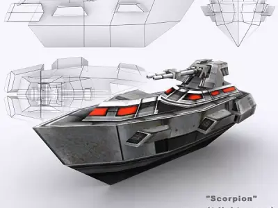 3DRT - Sci-Fi Naval Vessel - Scorpion Low-poly 3D model
