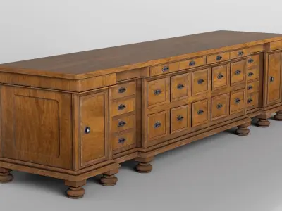 VIntage Wooden Cabinet Island 3D Model 3D model