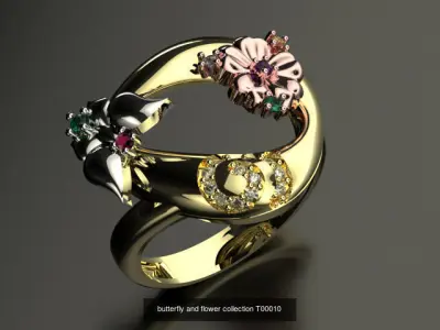 big butterfly and flower collection 7 set 21 part  3D Model Pack