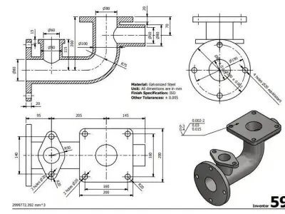 Industrial pipe 3D model - CATIA V6 3D print model