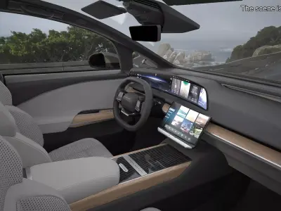 Lucid Gravity Olive Colored Electric SUV with Lights Off Rigged 3D model
