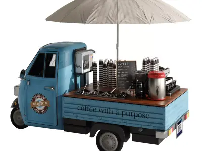 Foodtruck Coffee Blue set 4 3D model purchase