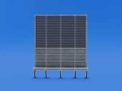 Metal tool shelf Low-poly 3D model