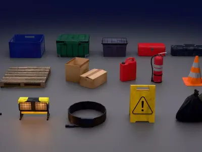 Industrial Environment Clutter Pack - Game Props Low-poly 3D model