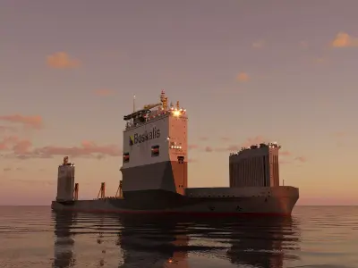 Heavy transport vessel grey 3D model