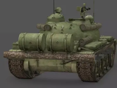  T 55A Obr 1974 Battle Tank 3D Model Soviet Army Cold War  Low-poly 3D model